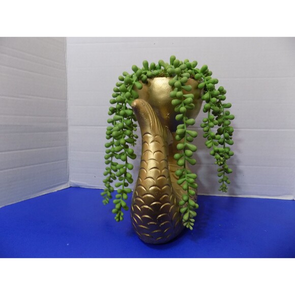 NEW Beautiful Rare Mermaid & Faux Plant Figurine Statue Coastal Nautical Decor - Picture 5 of 8